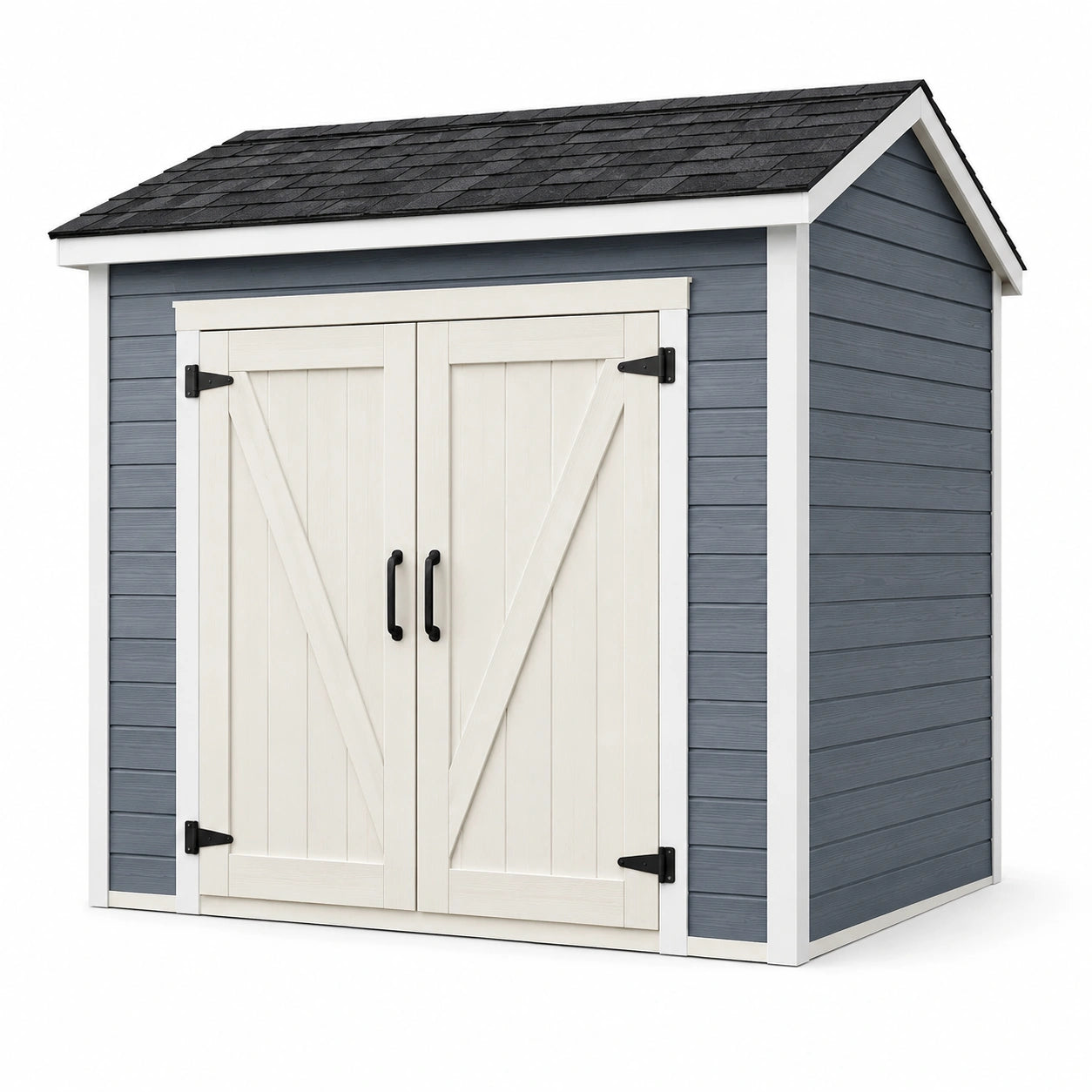 Abri de jardin en bois composite avec portes doubles gris et ivoire 200x150x210 cm