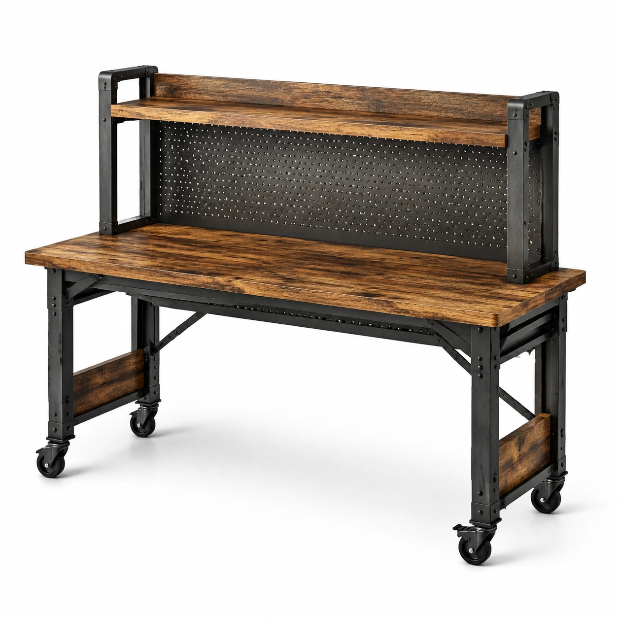 Établi en bois et métal avec roulettes 152 cm