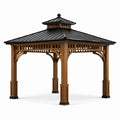 Pavillon de jardin en bois avec toit en acier galvanisé noir 300x300 cm