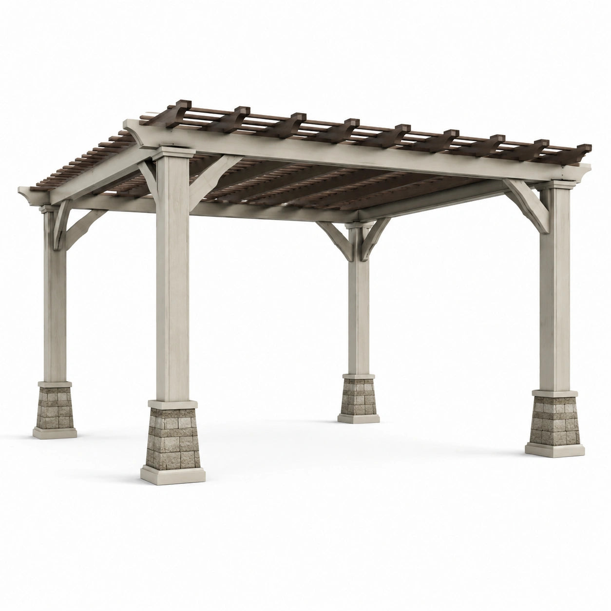 Pergola carrée en bois et pierre 300x300 cm