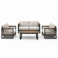 Ensemble de salon de jardin en aluminium avec coussins gris