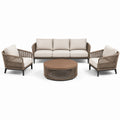 Ensemble de salon extérieur en aluminium et corde avec coussins en polyester beige