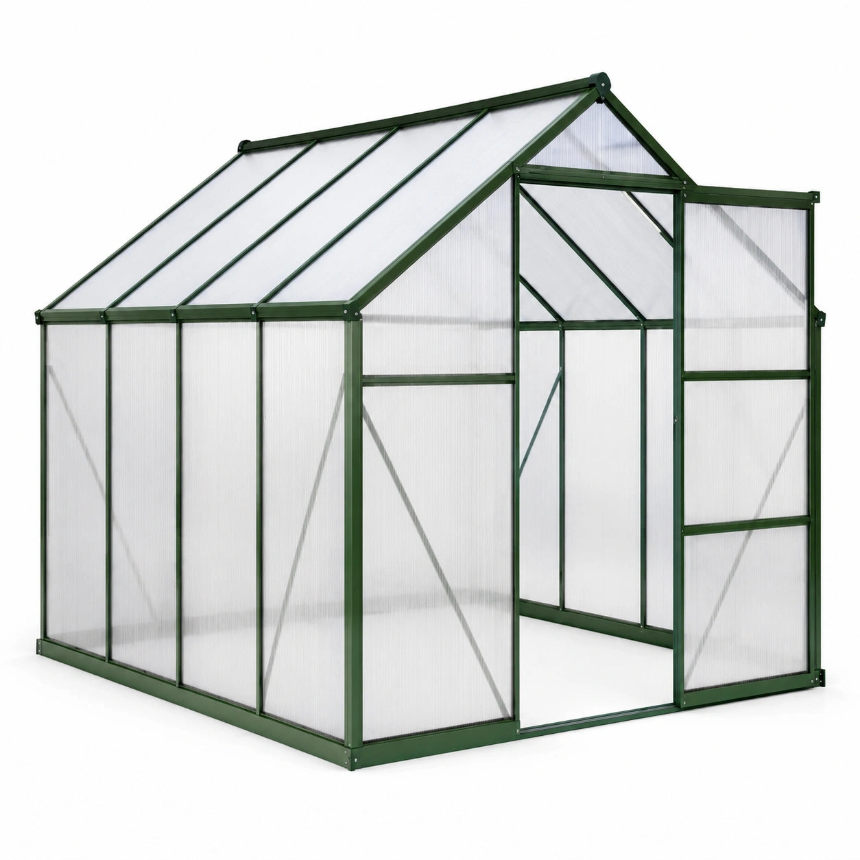 Serre de jardin en aluminium et polycarbonate alvéolaire vert 190x190x195 cm