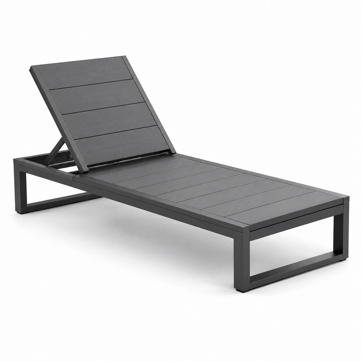 Chaise Longue en Aluminium Gris avec Surface Composite 200x70 cm
