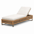 Chaise longue en rotin et aluminium avec coussin en polyester beige
