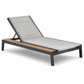 Chaise longue en aluminium et bois de teck gris 200x65x35 cm