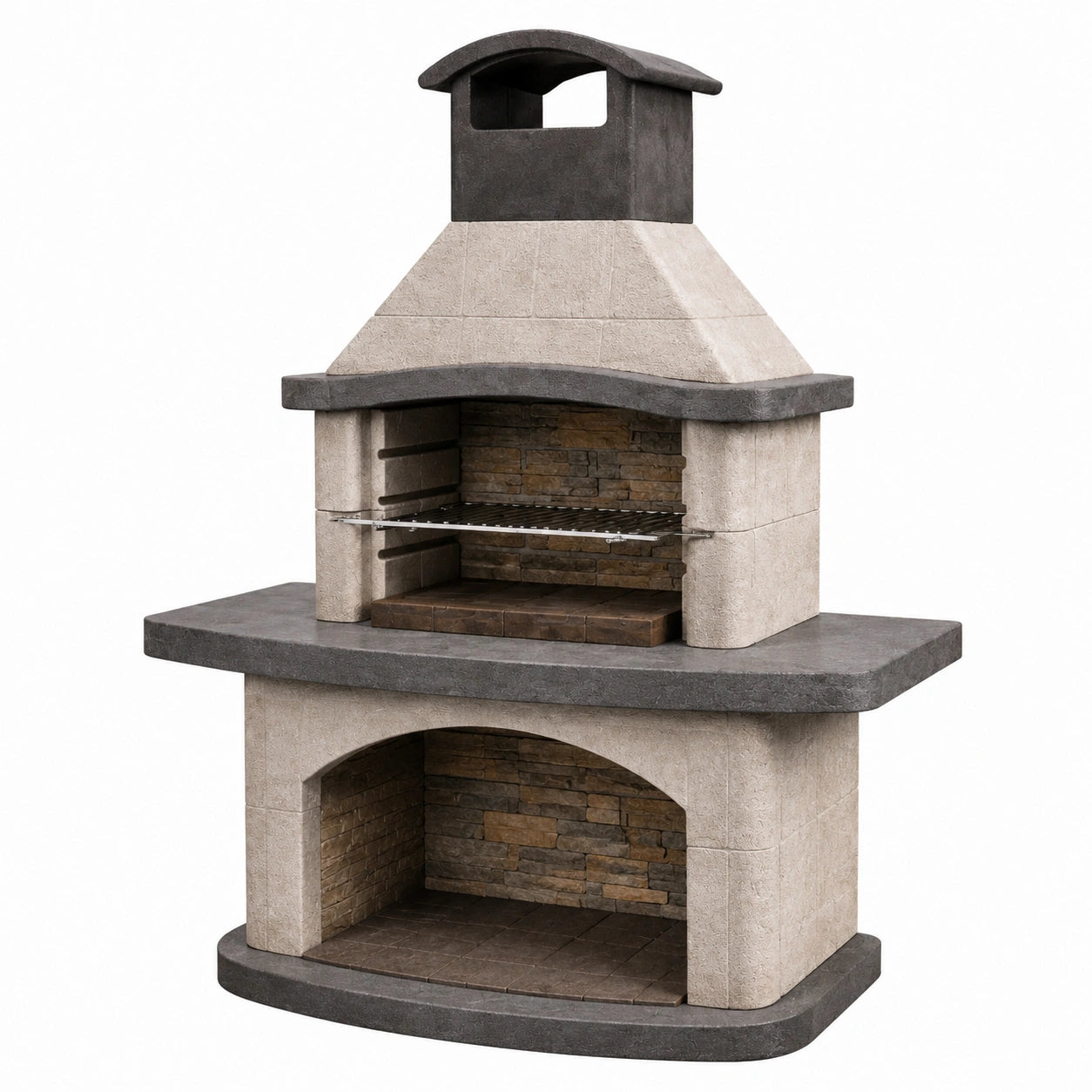 Barbecue extérieur en pierre et béton - 120x70x200 cm