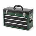 Boîte à outils en métal avec 3 tiroirs vert/noir
