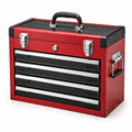 Boîte à outils en métal rouge et noir avec 4 tiroirs