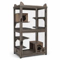 Enclos pour chat en bois avec grillage métallique et plateformes 190x90x60 cm gris