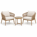 Ensemble de fauteuils en bois et corde avec table en verre beige